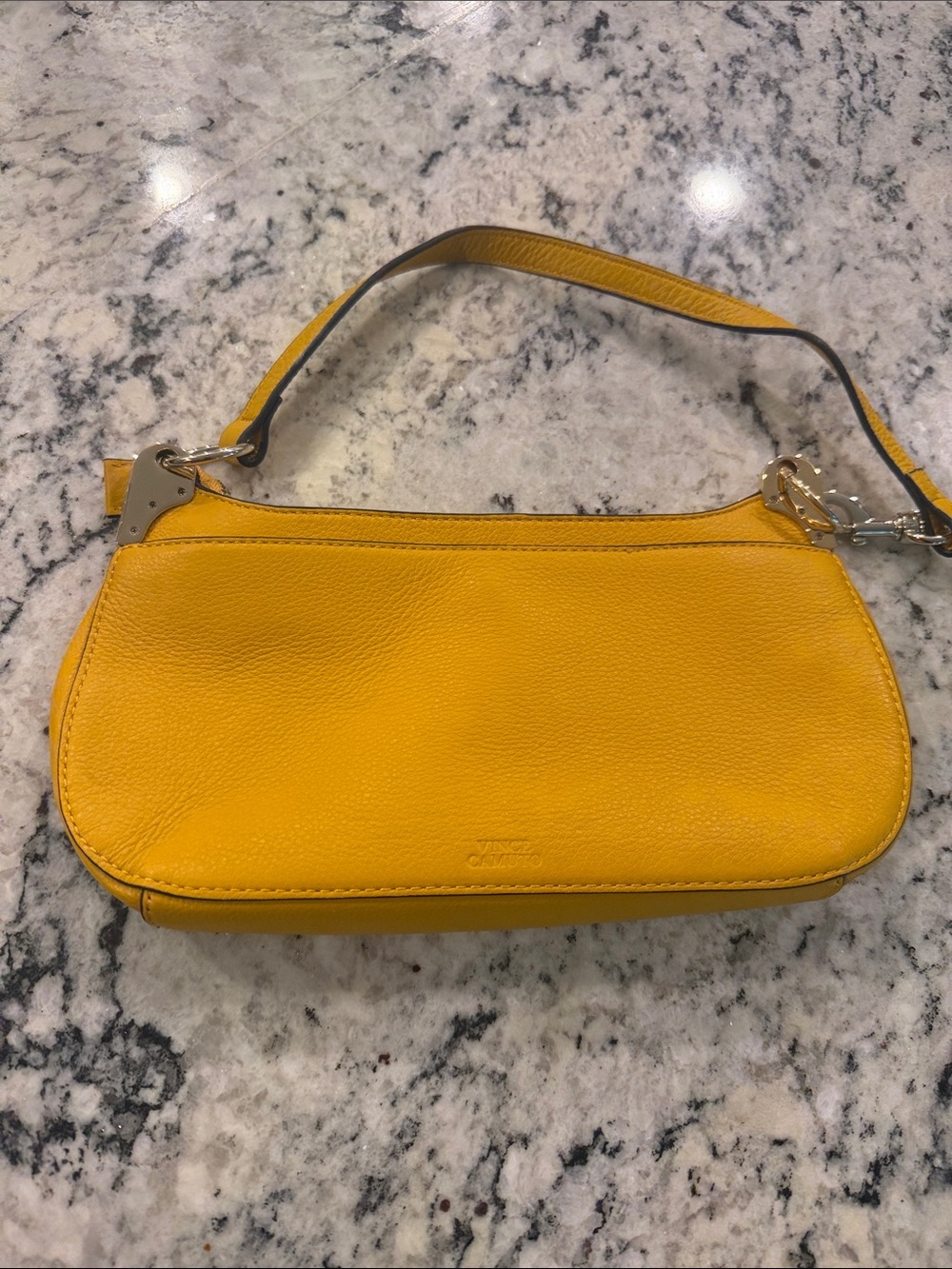 Vince Camuto Bright Yellow Pebbled Leather Shoulder Bag